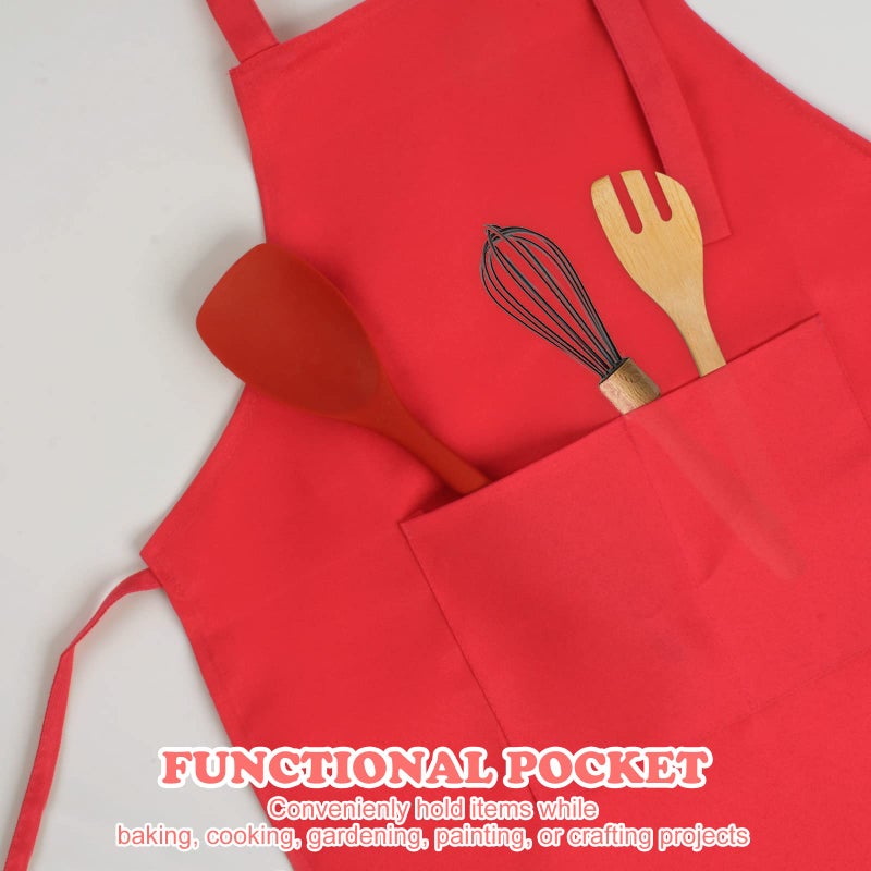 SUNLAND Kids Apron And Hat Set Children Chef Apron For Cooking Baking Painting (Red, S) - Image 5